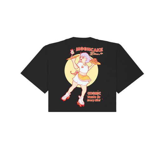 Chunky Mooncake Diner Roller Girl Cropped T-Shirt - Black