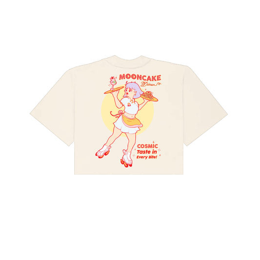 Chunky Mooncake Diner Roller Girl Cropped T-Shirt - Cream