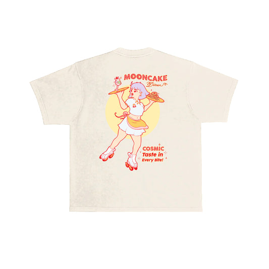 Chunky Mooncake Diner Roller Girl T-Shirt - Cream