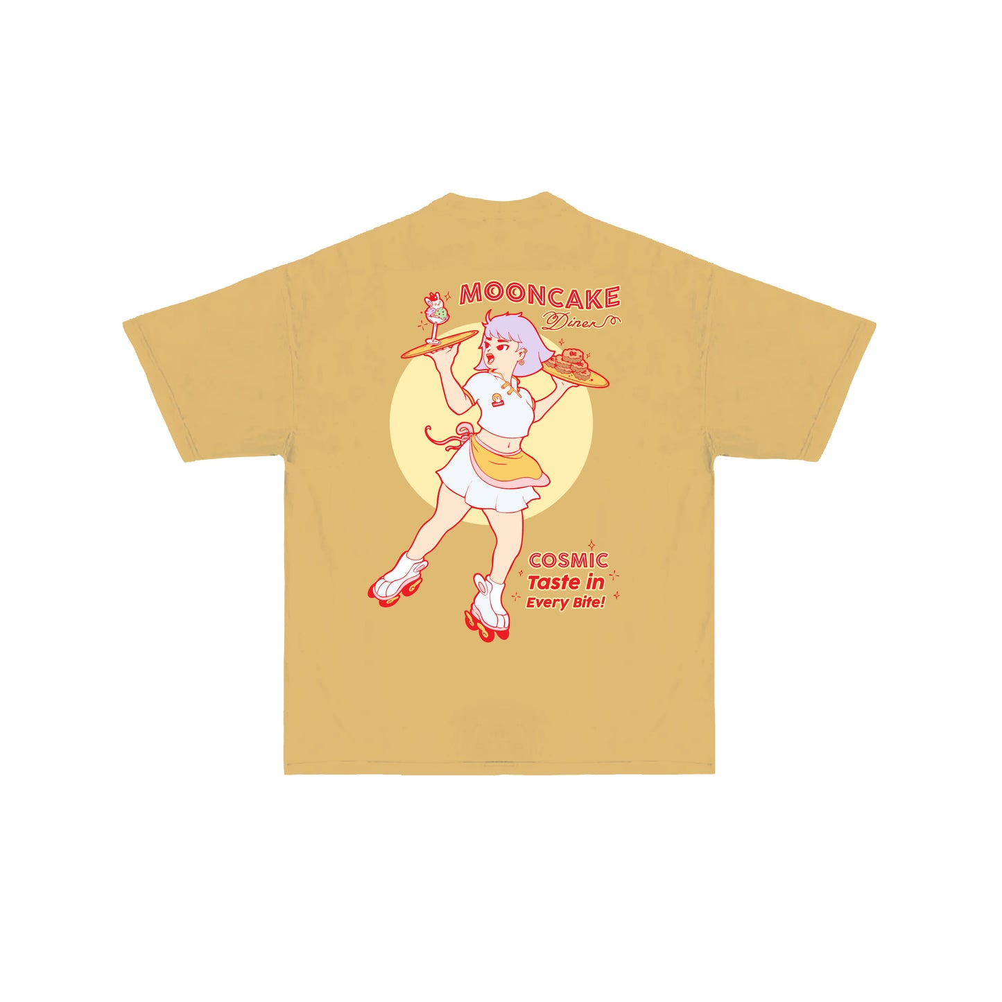 Chunky Mooncake Diner Roller Girl T-Shirt - Golden Moon