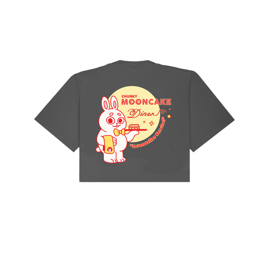 Chunky Mooncake Diner Bunny Waiter Cropped T-Shirt - Shadow
