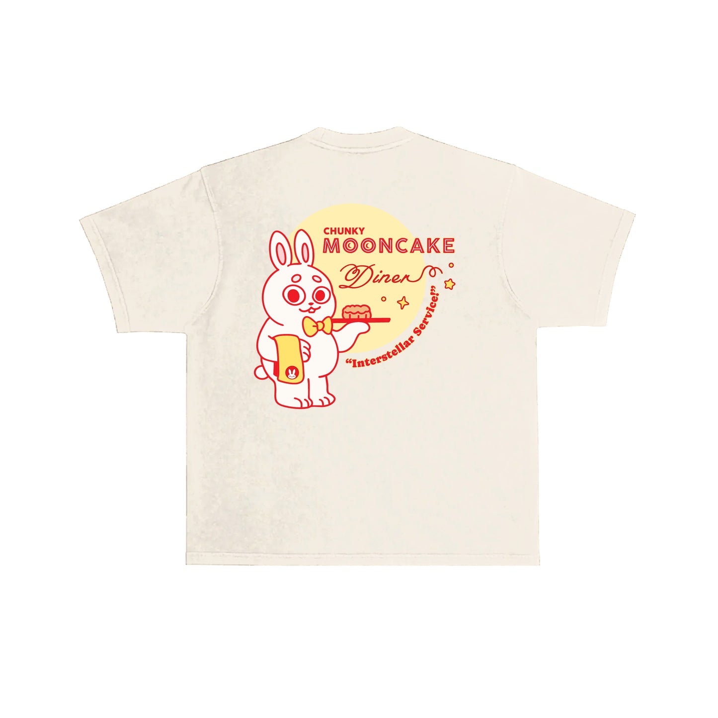 Chunky Mooncake Diner Bunny Waiter T-Shirt - Cream