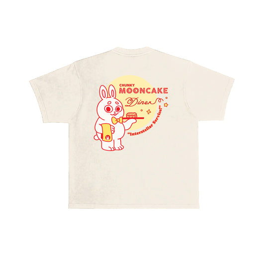 Chunky Mooncake Diner Bunny Waiter T-Shirt - Cream