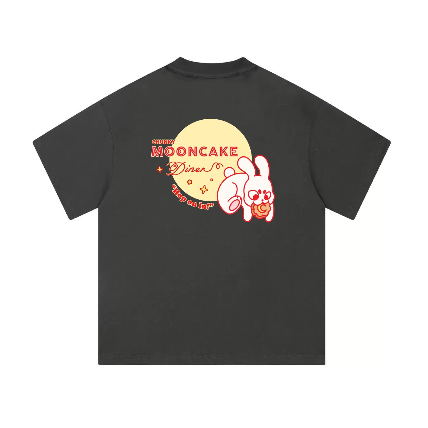 Chunky Mooncake Diner Bunny Hop Mid-Cropped T-Shirt - Dark Grey