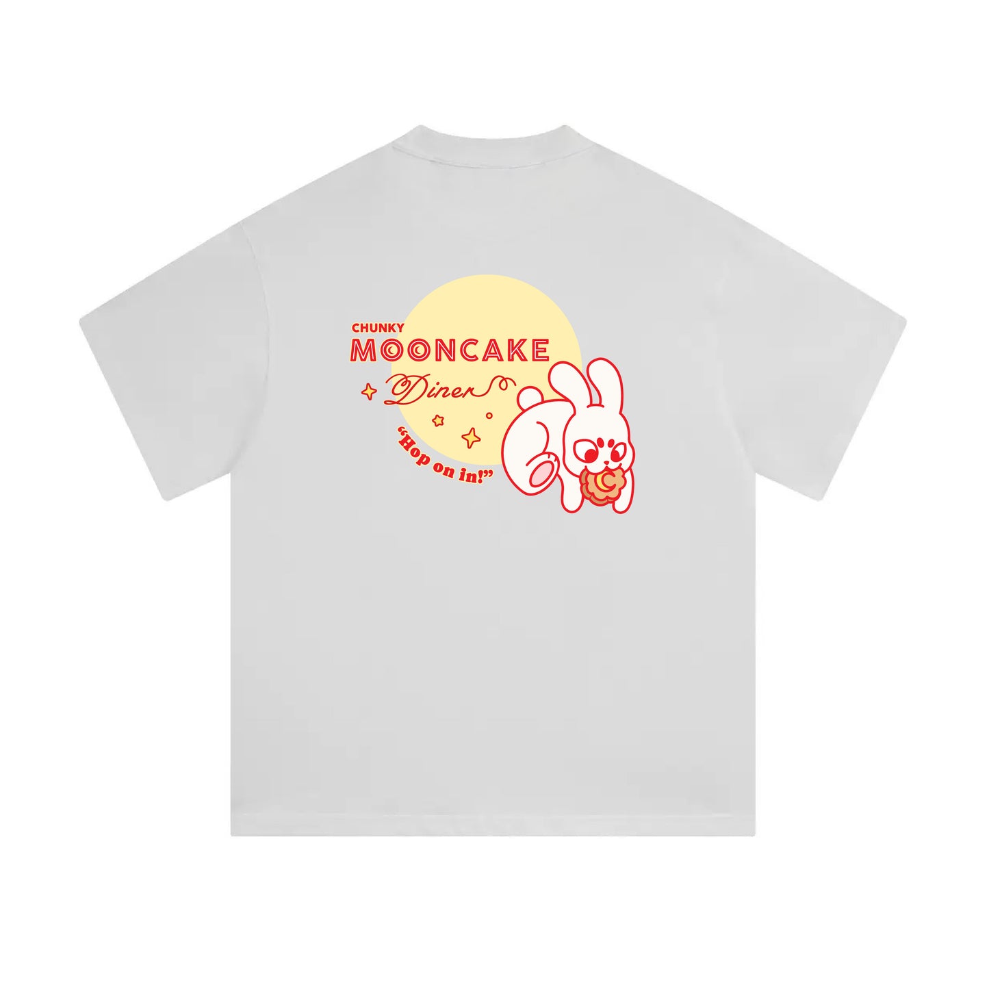 Chunky Mooncake Diner Bunny Hop Mid-Cropped T-Shirt - White