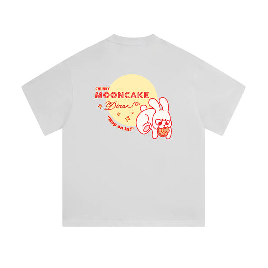 Chunky Mooncake Diner Bunny Hop Mid-Cropped T-Shirt - White