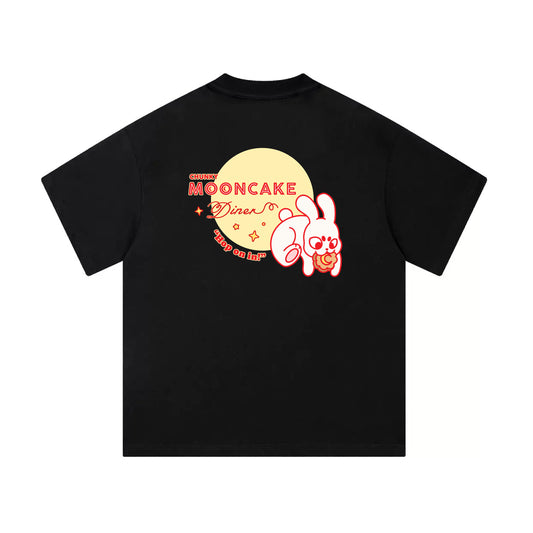 Chunky Mooncake Diner Bunny Hop Mid-Cropped T-Shirt - Black