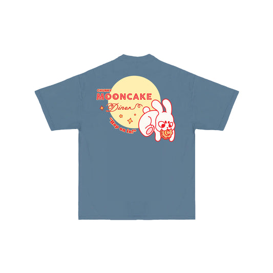 Chunky Mooncake Diner Bunny Hop T-Shirt - Denim Blue