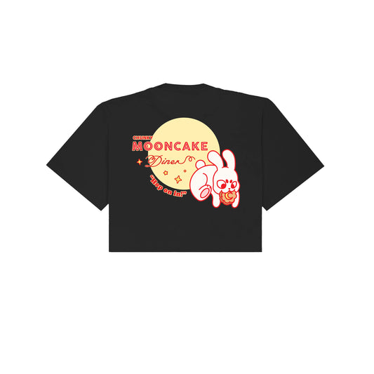 Chunky Mooncake Diner Bunny Hop Cropped T-Shirt - Black