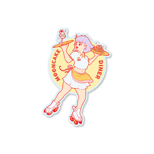 Chunky Mooncake Diner Roller Girl Large Sticker