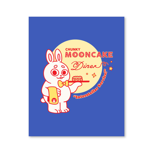 Chunky Mooncake Diner Bunny Waiter Print
