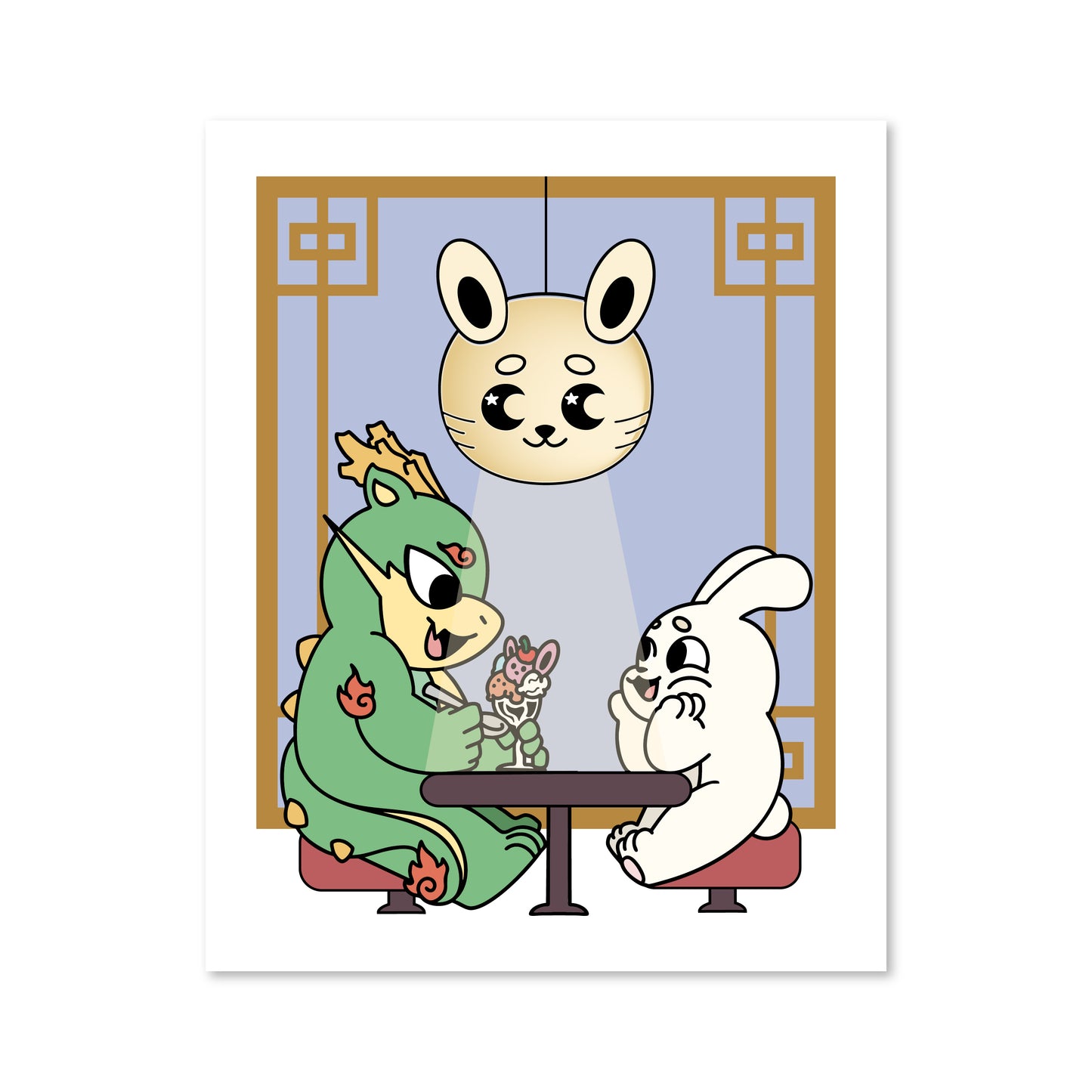 Chunky Mooncake Diner with Dragon and Bunny Print