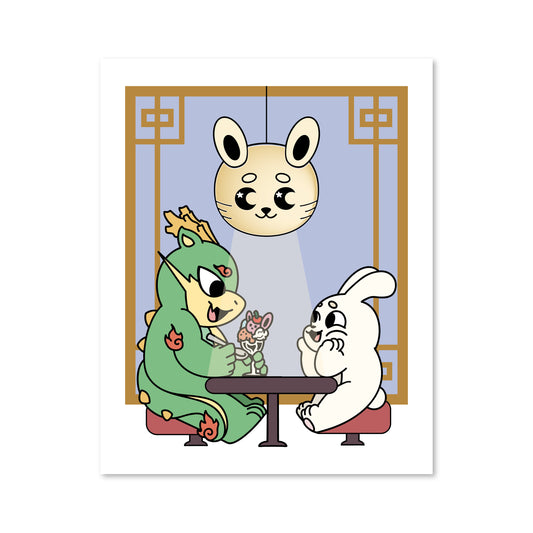 Chunky Mooncake Diner with Dragon and Bunny Print