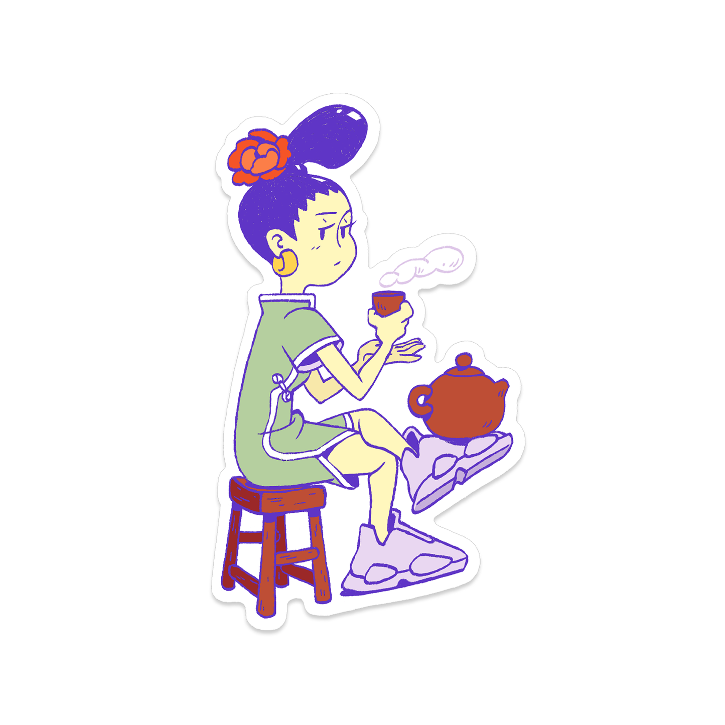 Qipao Tea Time Sticker