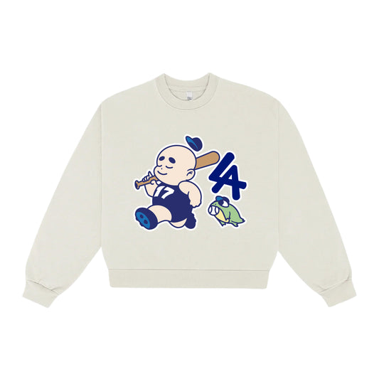 LA Baseball Baby Cropped Mock Neck Sweater - Off-White - PREORDER