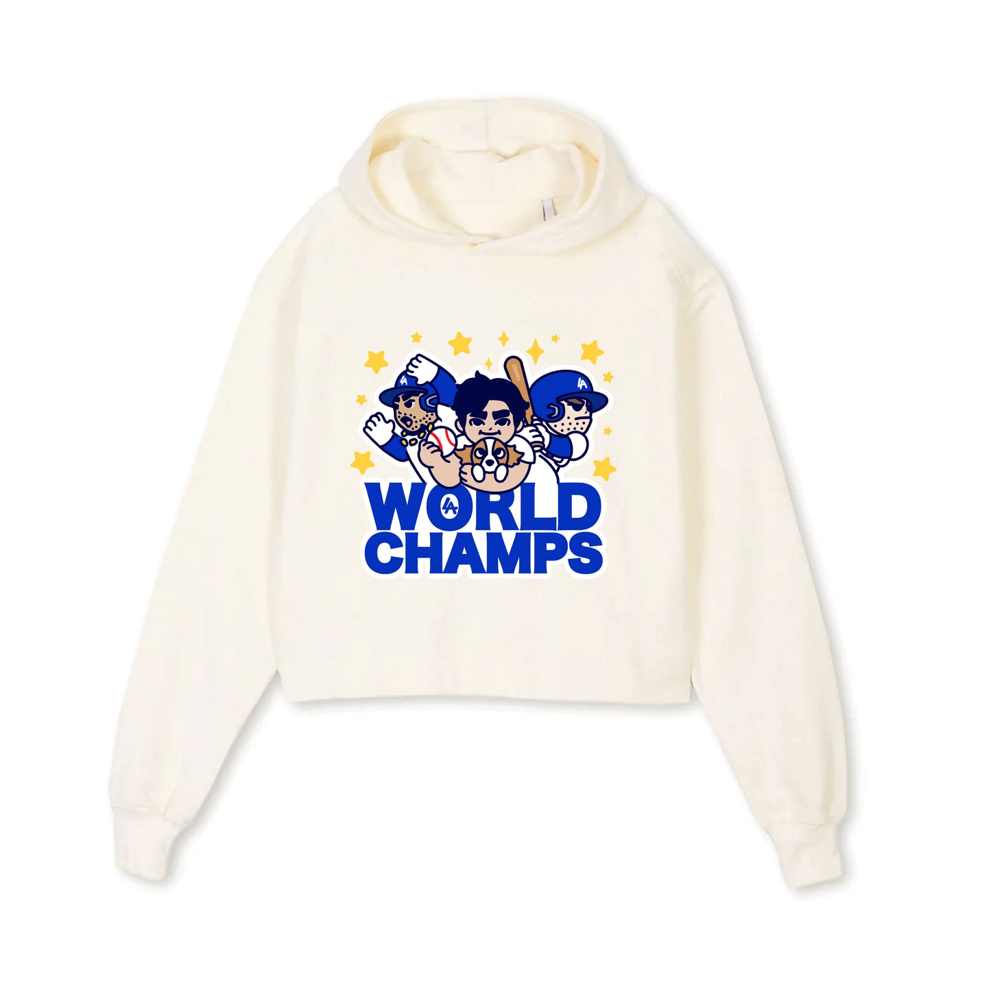 Chunky World Champions Cropped Hoodie - Cream