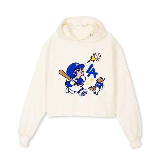 Chunkytani Slugger Cropped Hoodie - Cream