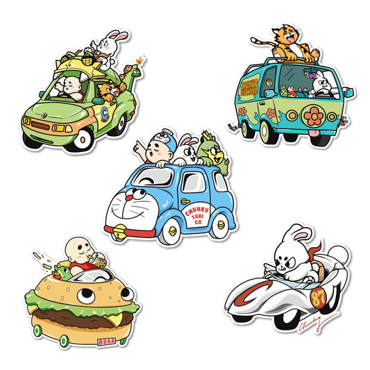 Set of 5 CAR-Toon Stickers
