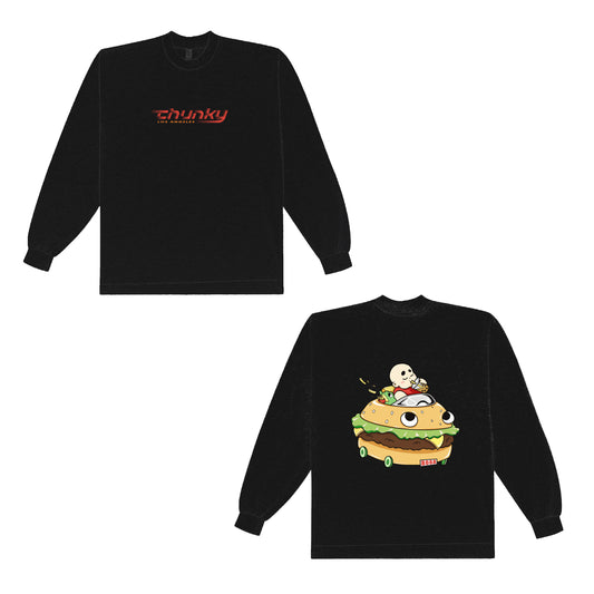 Chunky Burger Wagon Long Sleeve Shirt - Black
