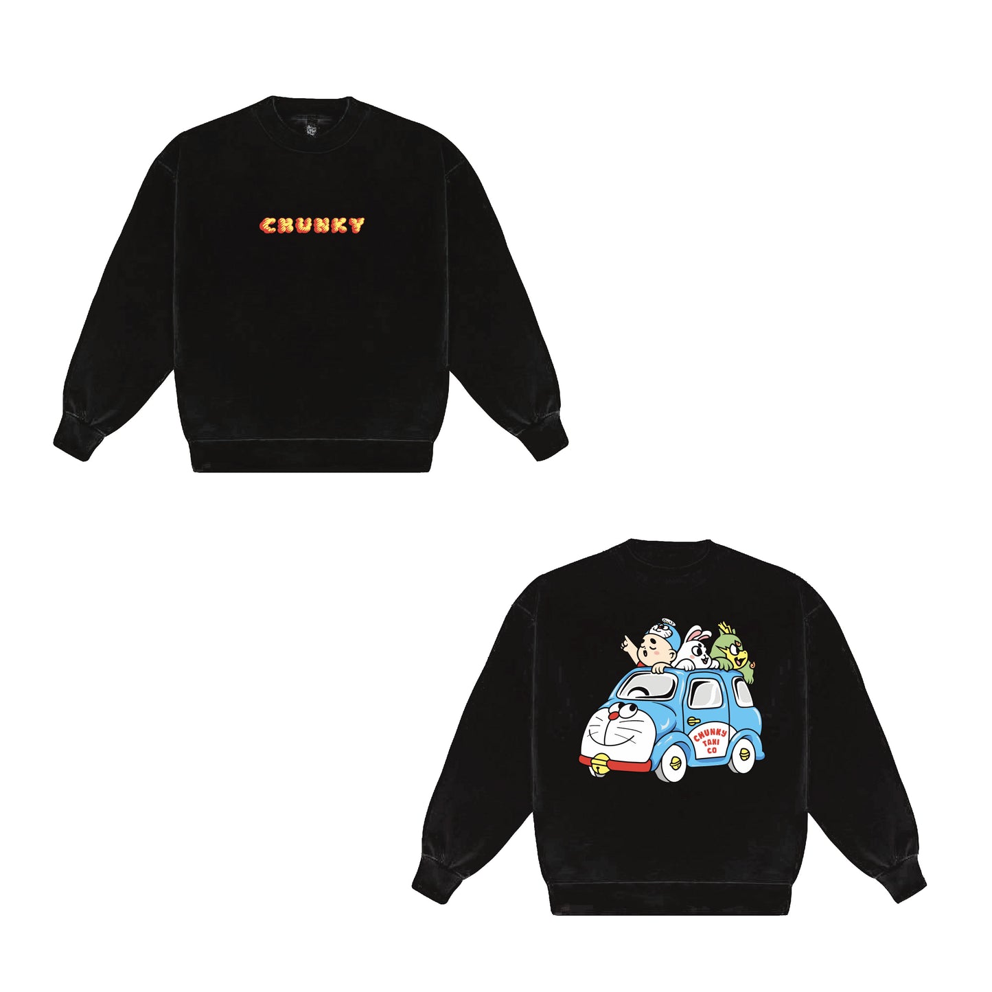 Chunky Taxi Cat Crewneck Sweater - Black