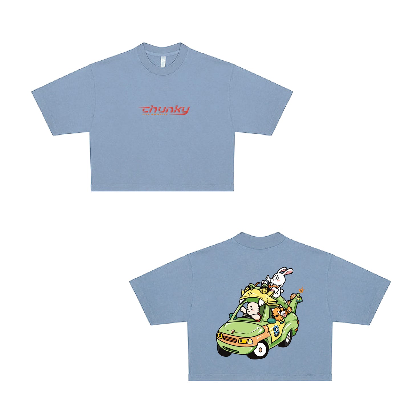 Chunky Dragon Mobile Cropped Tee - Sky Blue