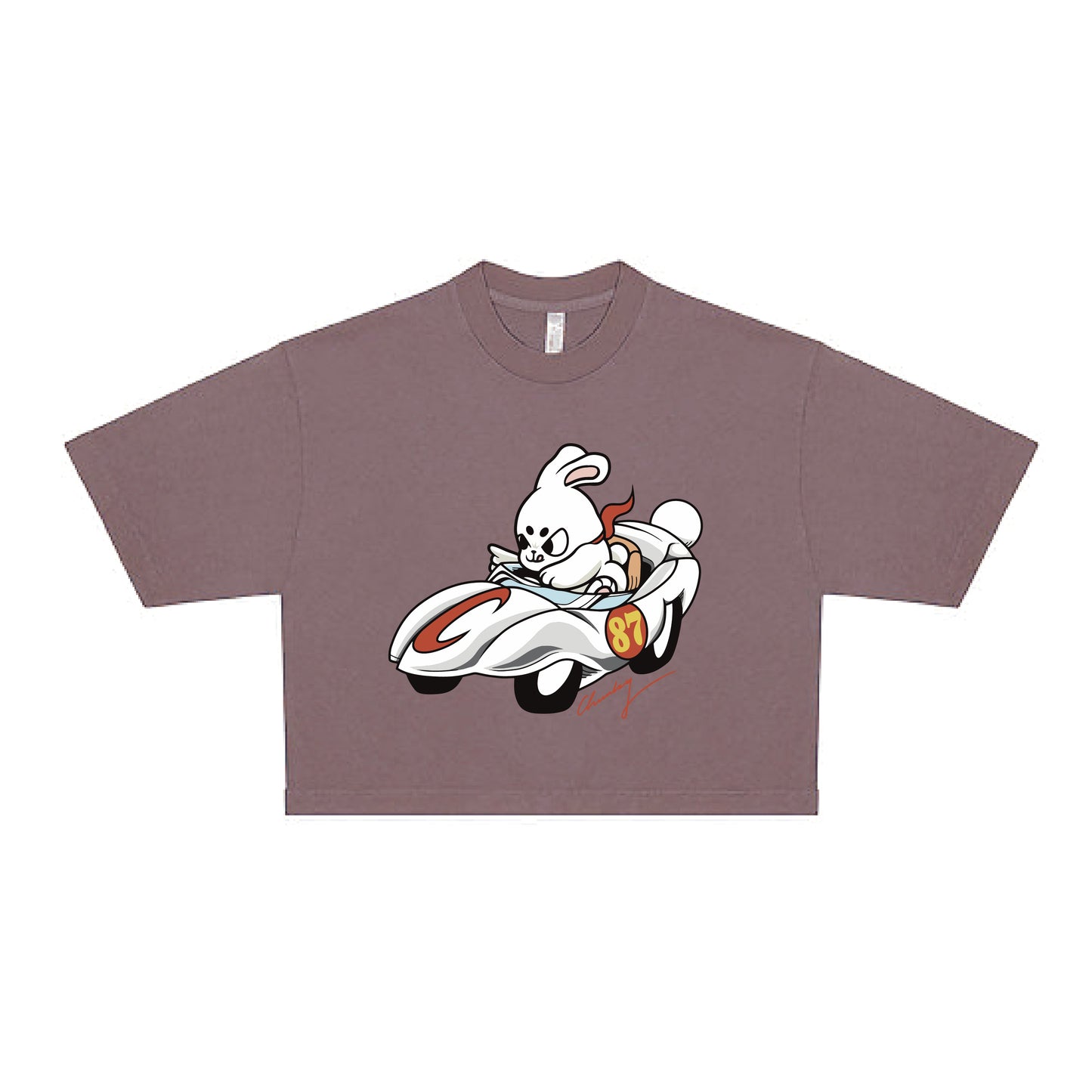 Chunky Bunny Racer Cropped Tee - Brick Dust