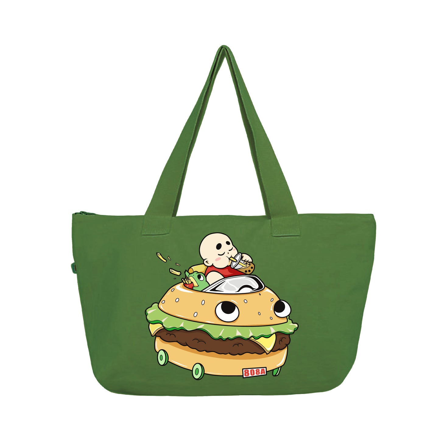 Chunky Burger Wagon Large Tote - Green