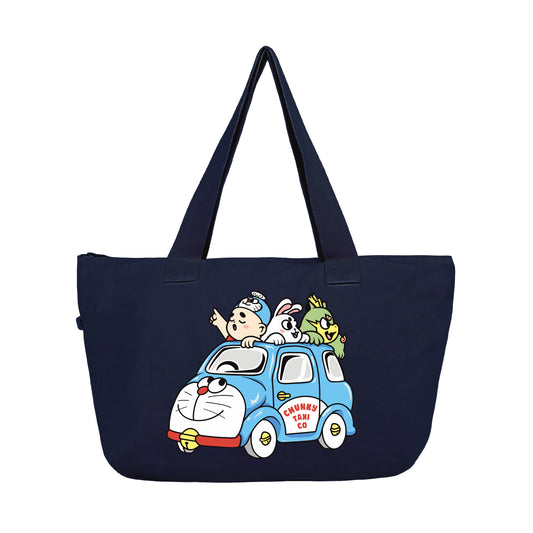 Chunky Taxi Cat Large Tote - Navy