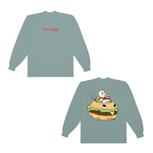 Chunky Burger Wagon Long Sleeve Shirt - Sea Green