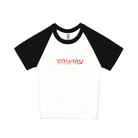 Chunky Speedy Logo Raglan Baby Rib Tee - White/Black