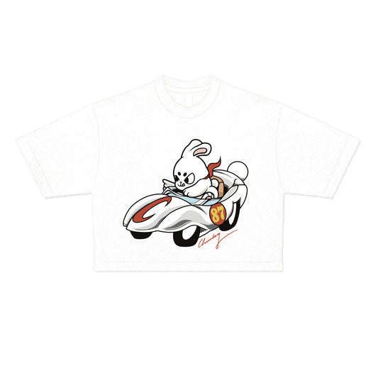 Chunky Bunny Racer Cropped Tee - White