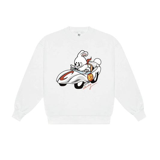 Chunky Bunny Racer Crewneck Sweater - White