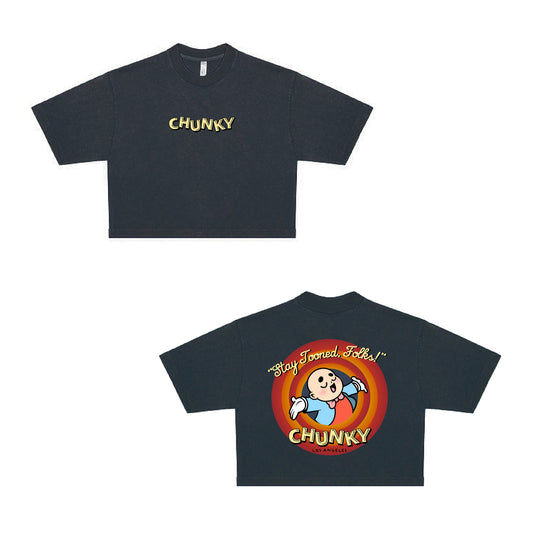Chunky Baby Stay Tooned Folks Cropped Tee - Midnight Blue