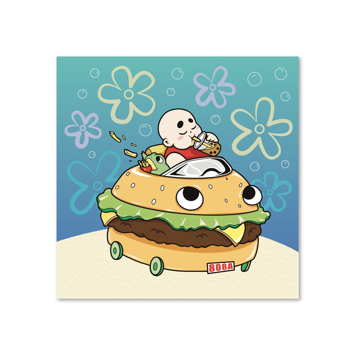 Chunky Burger Wagon Print