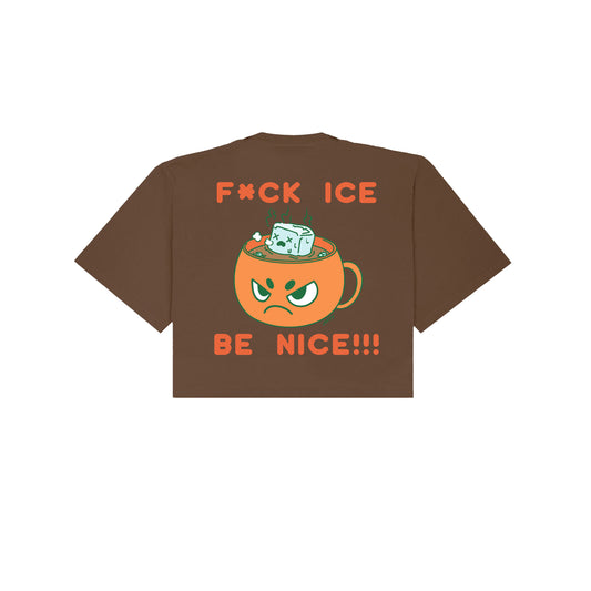 Chunky FCK Ice Cropped T-Shirt - Brown