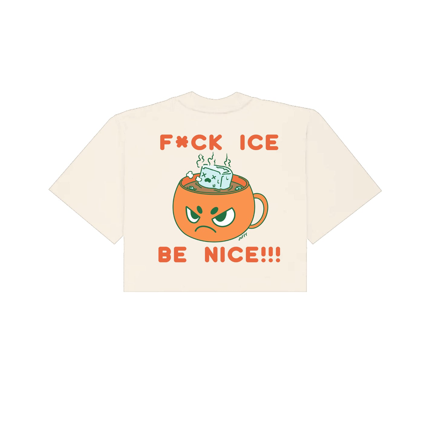 Chunky FCK Ice Cropped T-Shirt - Cream