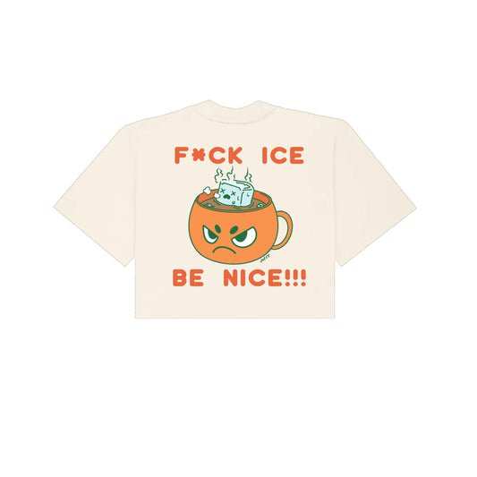 Chunky FCK Ice Cropped T-Shirt - Cream