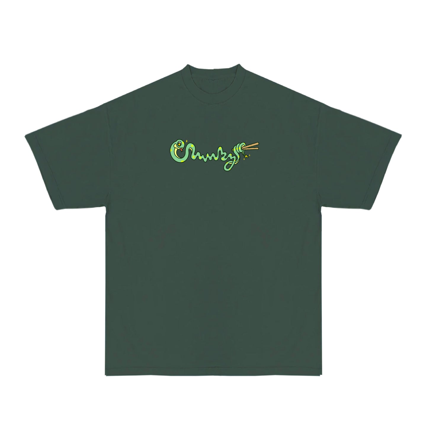 Chunky Snake and Pagoda T-Shirt - Moss - PREORDER