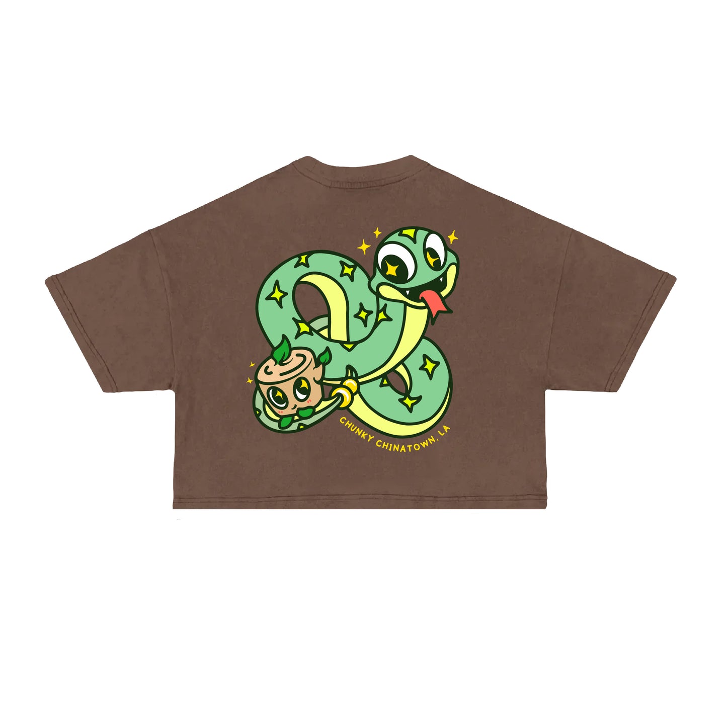 Chunky Snake and Stump Cropped T-Shirt - Mocha - PREORDER