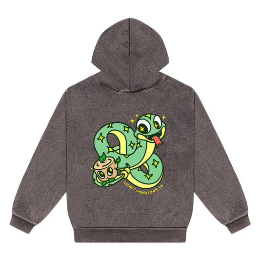 Chunky Snake and Stump Premium 14oz Hoodie - Dark Brown Grain - PREORDER