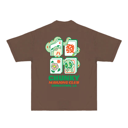 Chunky Snake Mahjong T-Shirt - Mocha - PREORDER