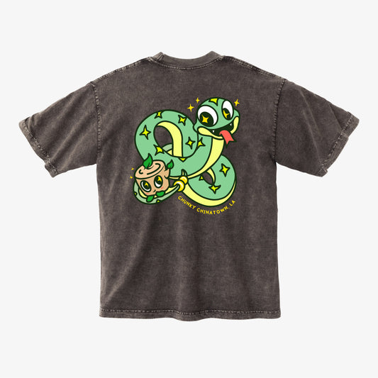 Chunky Snake and Stump T-Shirt - Dark Brown Grain - PREORDER