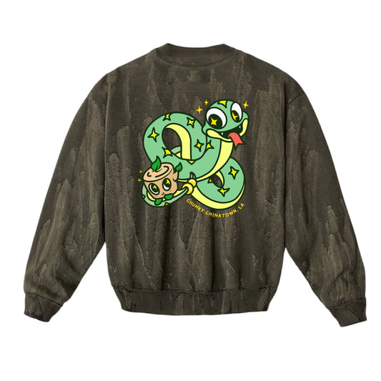 Chunky Snake and Stump Heavy Fleece Sweater - Dark Wood - PREORDER