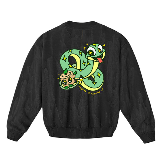 Chunky Snake and Stump Heavy Fleece Sweater - Black Wood - PREORDER