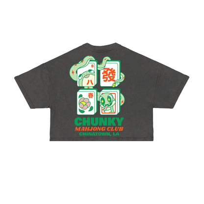 Chunky Snake Mahjong Cropped T-Shirt - Shadow