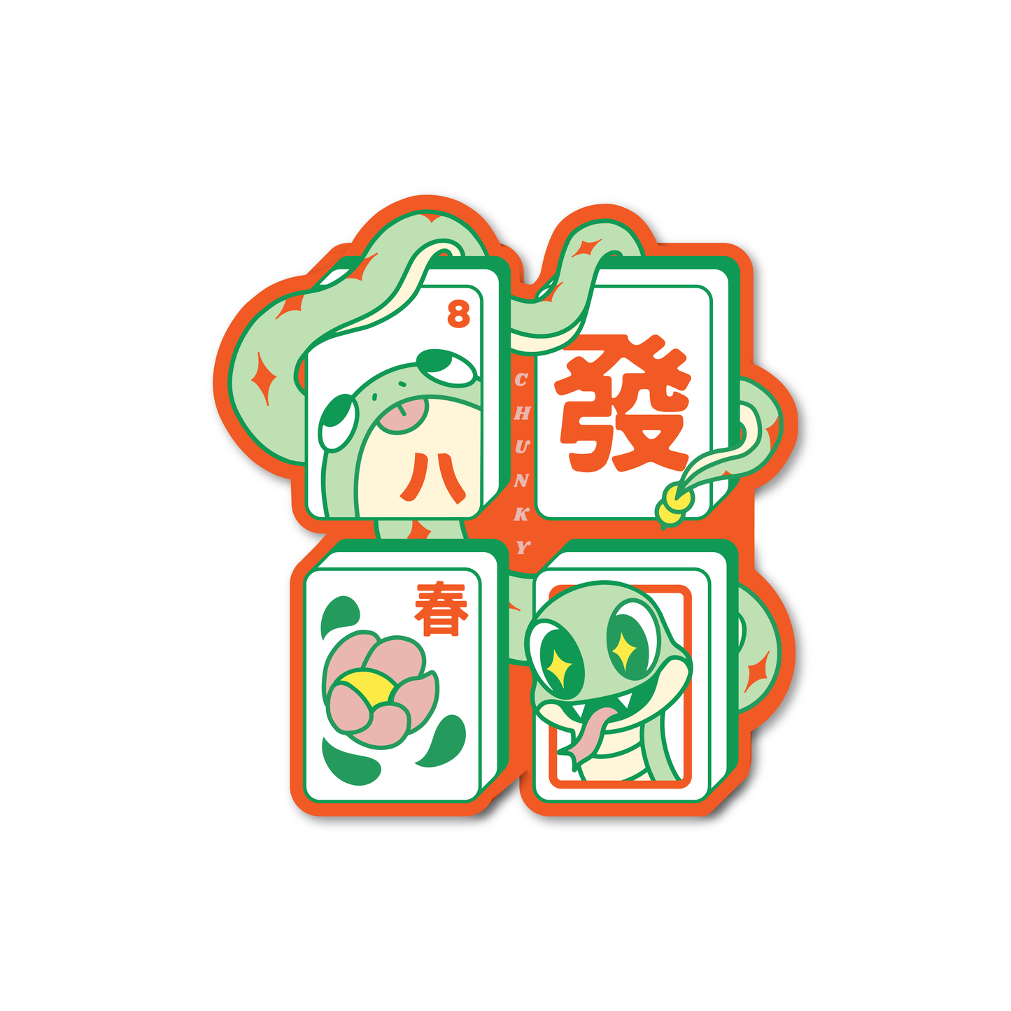 Chunky Snake Mahjong Large Sticker