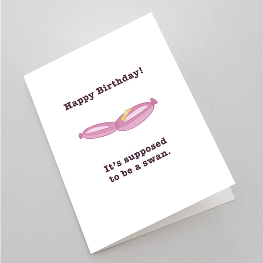Happy Birthday Swan Balloon Card