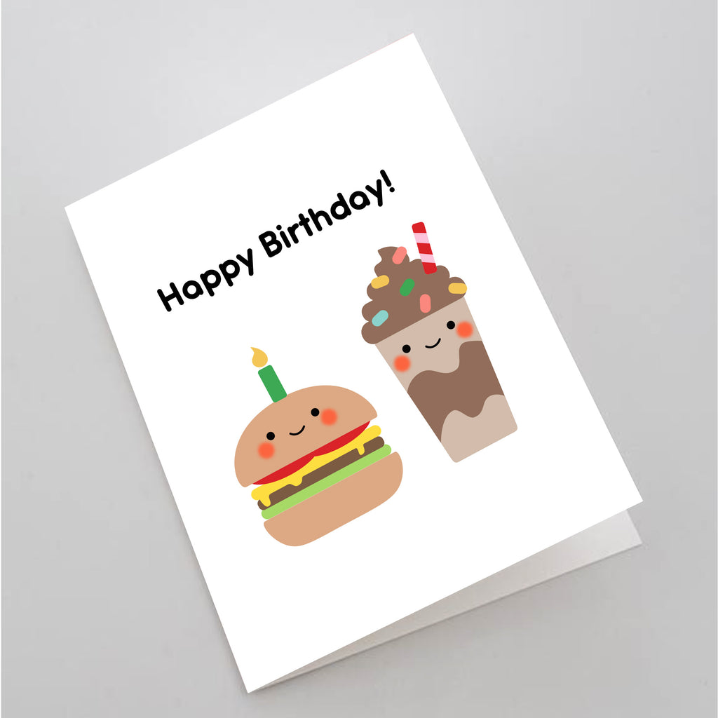 Happy Birthday Burger and Shake Card