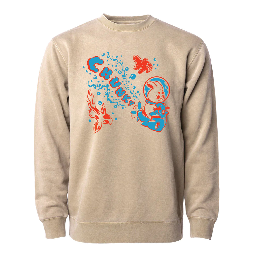 Water Rabbit Pigment Dyed Crewneck- Sand